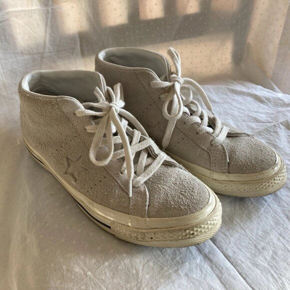Converse One Star Mid suede sneakers Color "Egret" Rare!! Awesome! W 6.5/ M 4.5 - Picture 2 of 8
